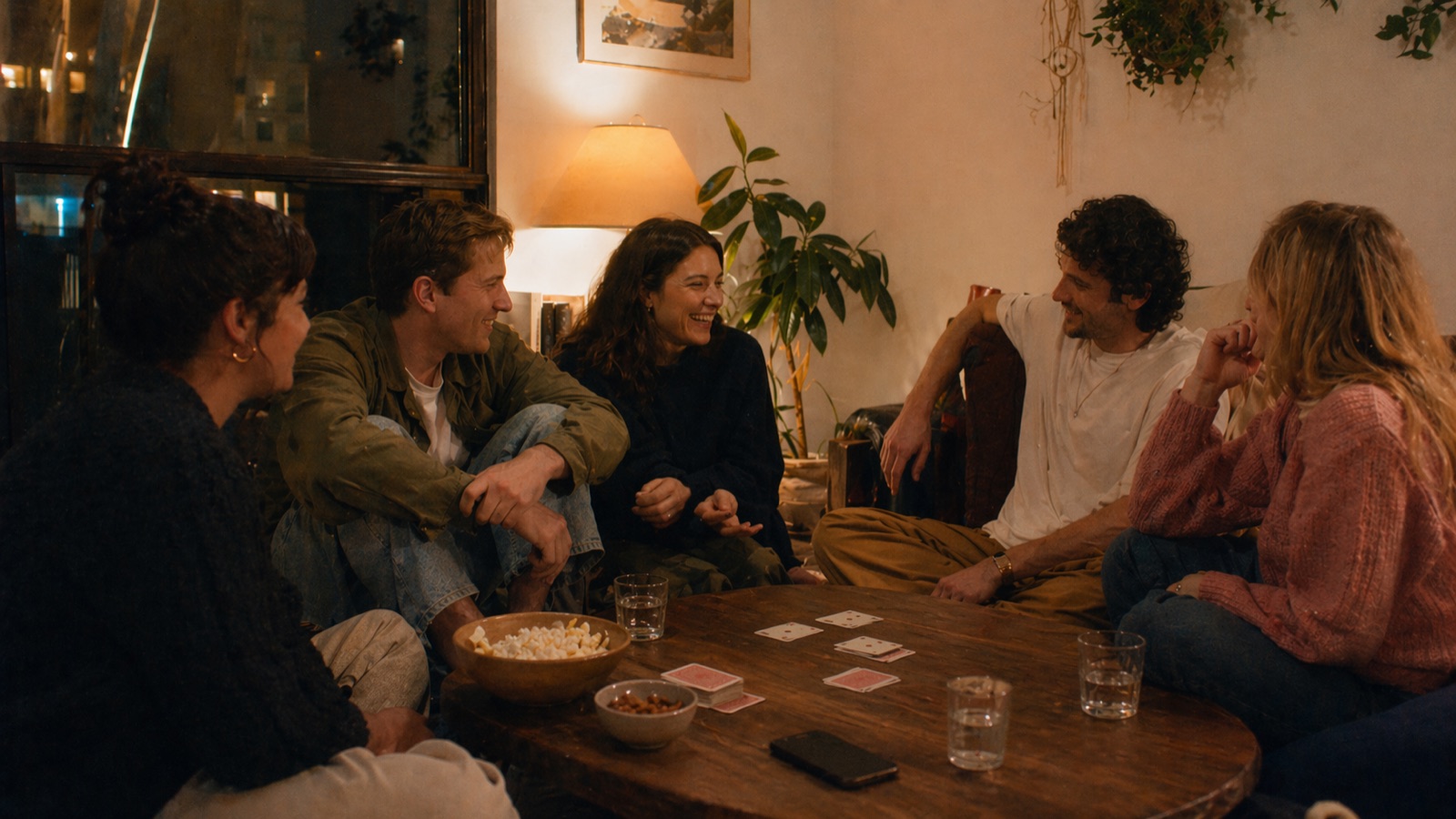 Friends around a table playing cards